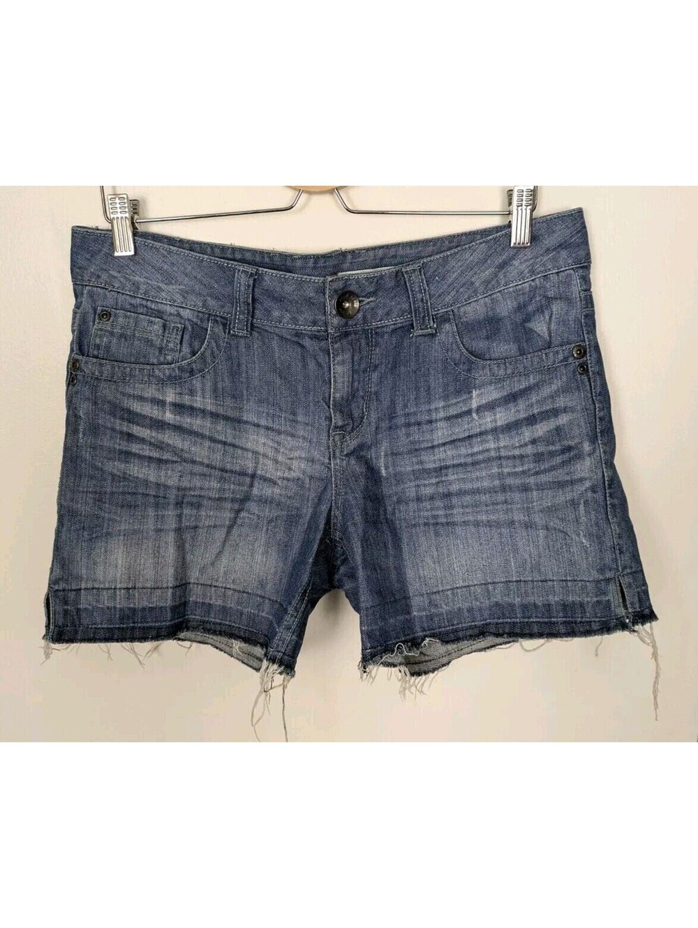DKNY Jeans Size 10 Cut Off Jean Shorts Dark Blue Wash Frayed